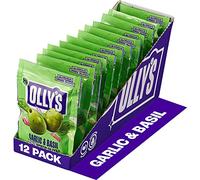 Olly's Olives, Garlic & Basil, 50g (Pack of 12), 100% Natural Ingredients, Handy Snack Pouches, Healthy Vegan Snacks, Low Calorie, Source of Fibre, No Preservatives, Gluten Free