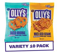 Olly's Pretzel Thins, Variety Pack, 35g (Pack of 10), Handy Snack Pouches, Healthy Plant-Based Vegan Snacks for Dipping, Low Calorie Snacks, Low Fat, Source of Fibre, No Preservatives