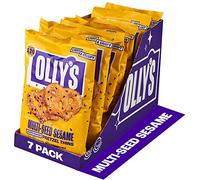 Olly's Pretzel Thins, Multi-Seed Sesame, 140g (Pack of 7), Bigger Sharing Bag, Healthy Plant-Based Vegan Snacks for Dipping, Low Calorie Snacks, Low Fat, Source of Fibre, No Preservatives