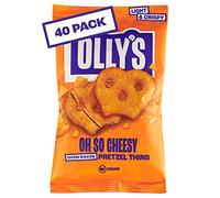 Olly's Pretzel Thins, Oh So Cheesy, 35g (Pack of 40), Handy Snack Pouches, Healthy Plant-Based Vegan Snacks for Dipping, Low Calorie Snacks, Low Fat, Source of Fibre, No Preservatives