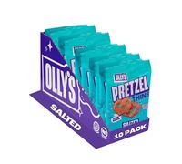 Olly's Pretzel Thins, Salted, 35g (Pack of 10), Handy Snack Pouches, Healthy Plant-Based Vegan Snacks for Dipping, Low Calorie Snacks, Low Fat, Source of Fibre, No Preservatives
