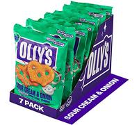 Olly's Pretzel Thins, Sour Cream, 140g (Pack of 7), Handy Snack Pouches, Healthy Plant-Based Vegan Snacks for Dipping, Low Calorie Snacks, Low Fat, Source of Fibre, No Preservatives