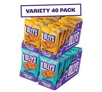 Olly's Pretzel Thins, Sour Cream, 140g (Pack of 7), Handy Snack Pouches, Healthy Plant-Based Vegan Snacks for Dipping, Low Calorie Snacks, Low Fat, Source of Fibre, No Preservatives