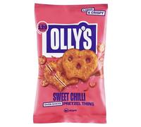 Olly's Pretzel Thins, Sweet Chilli, 35g (Pack of 10), Handy Snack Pouches, Healthy Plant-Based Vegan Snacks for Dipping, Low Calorie Snacks, Low Fat, Source of Fibre, No Preservatives
