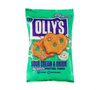 Olly's Pretzel Thins, Sour Cream, 140g (Pack of 7), Handy Snack Pouches, Healthy Plant-Based Vegan Snacks for Dipping, Low Calorie Snacks, Low Fat, Source of Fibre, No Preservatives