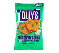 Olly's Pretzel Thins, Sour Cream, 35g (Pack of 10), Handy Snack Pouches, Healthy Plant-Based Vegan Snacks for Dipping, Low Calorie Snacks, Low Fat, Source of Fibre, No Preservatives