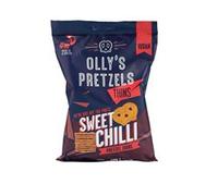 Olly's Pretzel Thins, Sweet Chilli, 140g (Pack of 7), Handy Snack Pouches, Healthy Plant-Based Vegan Snacks for Dipping, Low Calorie Snacks, Low Fat, Source of Fibre, No Preservatives