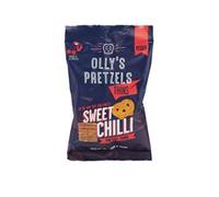 Olly's Pretzel Thins, Sweet Chilli, 35g (Pack of 10), Handy Snack Pouches, Healthy Plant-Based Vegan Snacks for Dipping, Low Calorie Snacks, Low Fat, Source of Fibre, No Preservatives