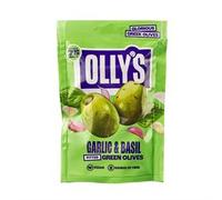 Ollys The Connoisseur Garlic & Basil Green Olives 50g