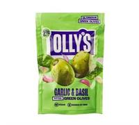 Ollys The Connoisseur Garlic & Basil Green Olives 50g