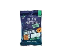 Olly's Pretzel Thins, Sour Cream, 35g (Pack of 10), Handy Snack Pouches, Healthy Plant-Based Vegan Snacks for Dipping, Low Calorie Snacks, Low Fat, Source of Fibre, No Preservatives