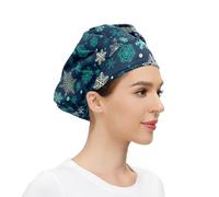 OLMAQO Adjustable Working Cap with Elastic Bouffant Hats with Print Christmas Halloween for Women Men, One Size, Christmas Pattern-12, One size
