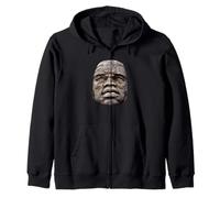 Olmeken Colossal Head Mexico Olmec Head Zip Hoodie