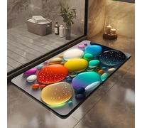 Olnamaro Bathroom Bath Mat Rug,Shower Mat,3D(Colourful Stones) Diatomite Stone Bath Mat Non Slip,Soft, Absorbent, Scratch Resistant and Fast Drying,Adorned with Beautiful Moods 60X40CM