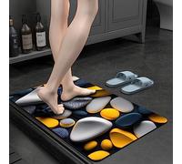 Olnamaro Stone Bath mat,Shower mat(3D Wonder Stone Pattern) Diatomite Stone Bath mat non Slip 50x80cm,Soft, Absorbent, Scratch Resistant and Fast Drying,Adorned with Beautiful Moods (Yellow, 80x50CM)