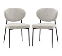 olney natural fabric dining chairs with metal frame in pair