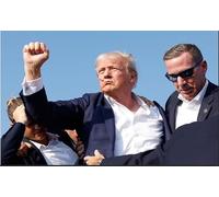 OLO guai NEW 2024 Trump speech met shot after Raise right hand and shout 'Fight, fight, fight' flag.Trump is our President Flag 3X5 feet (90X150Cm) Suitable For Elections, Porches, Gardens, And