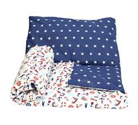 OLO Olobaby Reversible Cot Duvet/Quilt Cover and Pillowcase Set 2 pcs 100% COTTON (Nautical white & white navy stars, 135 x 100 cm)