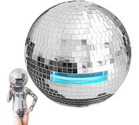 OLOADE 40CM mirror disco ball helmet mirror ball cap glass reflective ball silver helmet suitable for nightclub bar DJ festival decoration