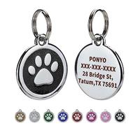 Olodeer Personalized Pet ID Tags for Dogs and Cats, Custom Laser Engraved Name and Number, Zinc Alloy Cute Paw Shaped Dog Collar ID Tag.(Black)