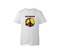 Olodum Inspired Peace Symbol T-Shirt - Reggae Culture Shirt - Afro-Brazilian Pride Tee - Green Rasta Style Graphic Top (White, L)