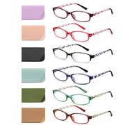OLOENBN Women's Reading Glasses Pack of 6 Blue Light Blocker Fashion Reading Glasses with UV Spring Hinge, multi-coloured, Medium