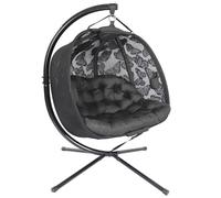 olofable Double Hanging egg Chair with Stand - 2 Person W/Plush Cushions, Weather-Resistant Fabric, Indoor Outdoor Foldable Swing Chair for Patio, Balcony, Yard & Living Room (Black butterfly)
