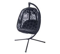 olofable Hanging egg Chair with Stand - Hammock chair W/Plush Cushions,Weather-Resistant Fabric, Indoor Outdoor Foldable Swing Chair for Patio, Balcony, Yard & Living Room (Black Butterfly)