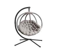 olofable Hanging egg Chair with Stand - Hammock chair W/Plush Cushions,Weather-Resistant Fabric, Indoor Outdoor Foldable Swing Chair for Patio, Balcony, Yard & Living Room (Sand)