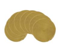 olofable Round Braided Placemats - Food Grade PE Woven Washable Non-Slip Table Mats, 15 Inch Diameter for Dining Tables (yellow, 15 inches set of 8)