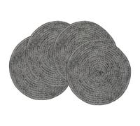 olofable Round Braided Placemats - Food Grade PE Woven Washable Non-Slip Table Mats, 15 Inch Diameter for Dining Tables (black, 15 inches set of 4)