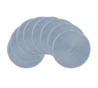 Olofable Round Braided Placemats - Food Grade PE Woven Washable Non-Slip Table Mats, 15 Inch Diameter for Dining Tables (blue, 15 inches set of 8)