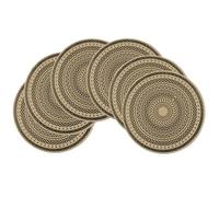 Olofable Round Placemats Set - 15 Inch Diameter, Heat-Resistant & Waterproof with Drum Flower Print on Coffee Background for Kitchen/Dining Tables (black, 15 inches Set of 6)