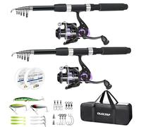 OLOLYAP Fishing Pole Combo 2PCS Telescopic Fishing Rod and Aluminum Reel Combos with Carrier Bag Sea Saltwater Freshwater Fishing Rod Reel Kits