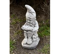 OLOMA Reading gnome for garden decoration Stone gnome sculpture Indoor and outdoor statue Lovely gift Home and garden cement decoration Cement troll figurine Backyard decor ornament