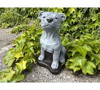 OLOMA Staffordshire Bull Terrier Statue Dog Stone Statue Bull Terrier Garden Ornament Concrete Dog Statue Pet Memorial Stone Stone Stafford Bull Terrier ornament for garden American staff pit bull