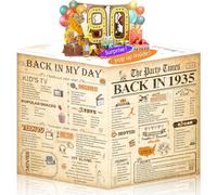 OLOSONG 90th Birthday Card for Men Women, Funny 3D Pop Up 90th Birthday Gifts for Grandma Mom Dad, Back In 1935 Happy 90 Year Old Birthday Decorations Cards for Her Him, Classy Vintage