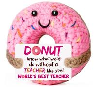 OLOSONG Handmade Crochet Donut Funny Cute Teacher Appreciation Gift for Women - Unique Thank You Present | Perfect for Teacher Birthday, Retirement, Back to School, End of Year, Daycare & Preschool