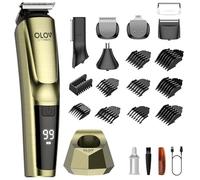 OLOV CYBER Beard Trimmer for Men, 18-in-1 Mens Grooming Kit with 6 Trimmer Heads, Cordless Hair Clippers Body Hair Shavers, IPX7 Waterproof Electric Razor for Body Face Nose & Mustache, Bronze