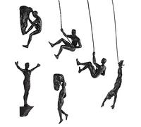 Olpchee Set of 6 Nordic Modern Simplicity Resin Sculpture Creative Climbing Man Wall Sculptures Hand-finished for Art Home Decor (6Pcs Black)
