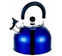 OLPRO 2 Litre Stainless Steel Whistling Kettle - Durable, Blue Coloured with Ergonomic Movable Handle, Flip-Up Spout & Loud Whistle - Ideal for Camping & Festivals