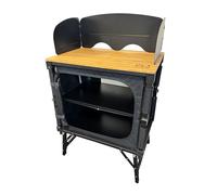 OLPRO Bamboo 3 in 1 Folding Table/Storage Camping Cupboard, Brown