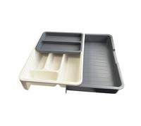 OLPRO Extendable Drawer Organiser - Adjustable Drawer Divider (23.5cm-40cm) | Clear Plastic Drawer Organiser for IKEA Malm, Vanity, Makeup, Clothes, Underwear & Stationery Storage