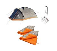 OLPRO Festival Bundle, 2 Berth Tent, Folding Heavyweight Carry Trolley, 300gsm Single Sleeping Bags