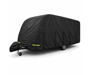 OLPRO Premium Breathable Waterproof 4Ply Caravan Cover with Free Hitch Cover in Black (14-17ft), Universal Fitting, Touring caravan cover