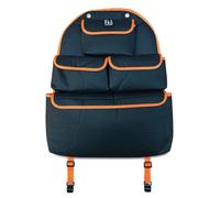 OLPRO Single Car Seat Storage Organiser - Orange - Waterproof Back Seat Protector with Closable Pockets - Kids Car Organiser, Easy to Install, Car Seat Tidy for Travel & Accessories