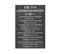 OLQEAAUF The Ten Commandments Wall-Art Thou Shalt Have No Other Gods Before Me Religious Poster Biblical Scripture Home Decor(Framed,12X18inch(30X45cm))