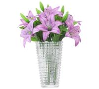 Olrla Purple Artificial Lily Flower 6 Pcs, 3D Print Fake Lilies for Wedding Home Office Decor Table Centerpieces (Vintage Purple, Without Vase)