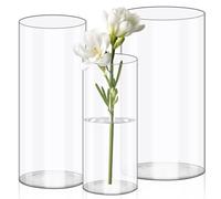 Olrla Transparent Acrylic Flower Vase, Shatter-Proof Plastic Cylinder Vase for Flower arrangement, Wedding Centerpieces, DIY (20x10 and 25x12 and 25x15cm)