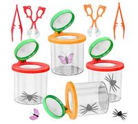 OLRWSLG 4 Piece Bug Magnifying Insect Box, Magnifying Insect Viewer Box Portable Magnify Insects Container Plastic Bug Cage Clear Insects Observation Boxes for Kids Nature Exploration Science Learning